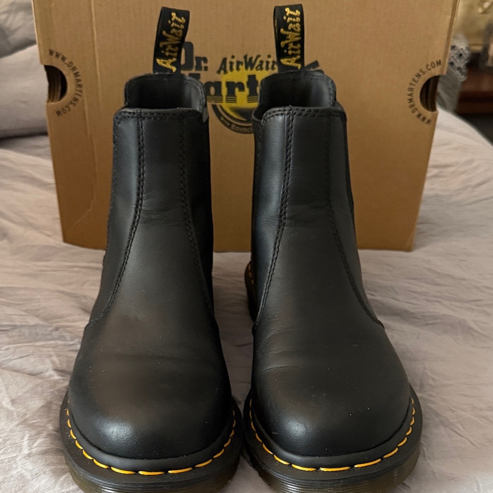 Dr. Martens Black Chelsea Boots with Yellow Stitching